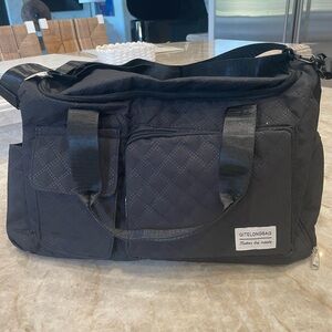 Black Quilted Duffle Travel Bag New